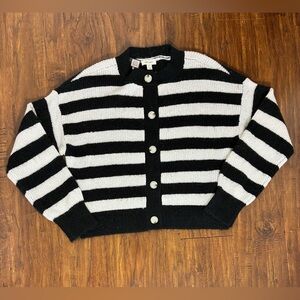 On 34th Women’s XL Chic Striped Black and White Button Up Cardigan #C3